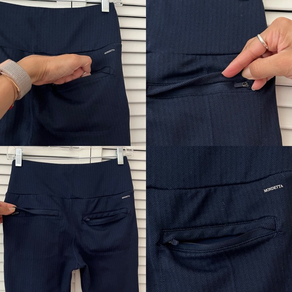 Mondetta Womens Midweight High Rise Knit Legging Navy blue Size S, front pockets - Picture 5 of 11